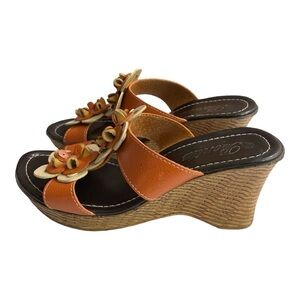 Bonita sandals slide peep toe wedge shoes low heels size 7